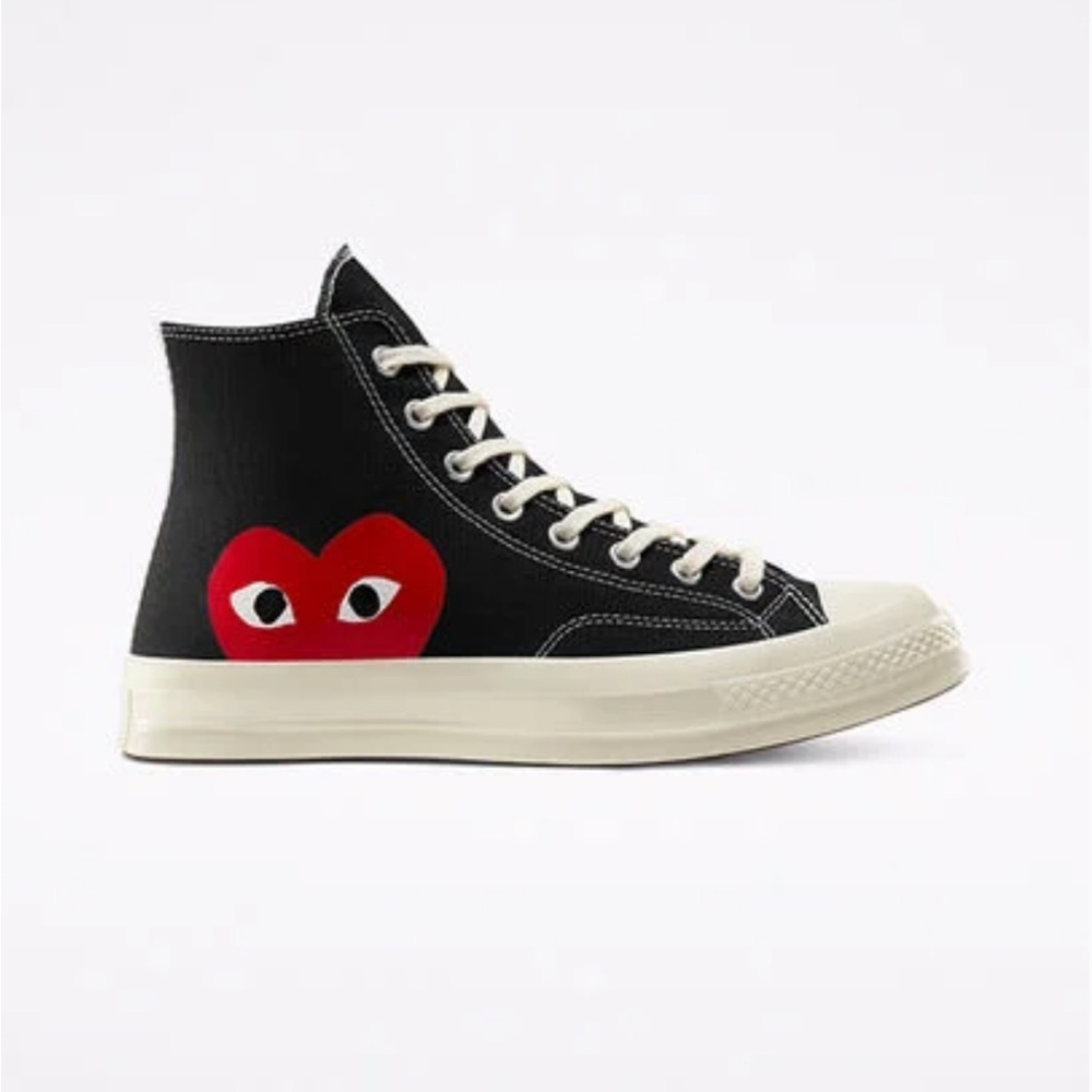 Converse Black and White Sneakers with Heart Design